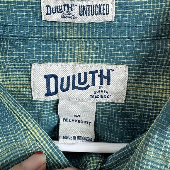 Duluth Trading Co‎ Green Plaid Button Down Shirt Short Sleeve Mens M EUC - Picture 5 of 6